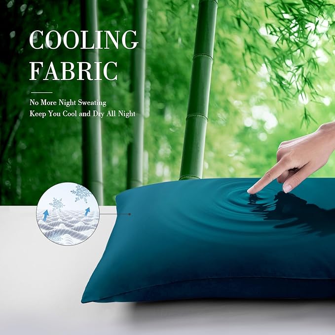 WishSmile Cooling Body Pillow Cover Pillowcase King Pillow Cases Set of 1,Hair and Skin Friendly,Teal,20x54 inches
