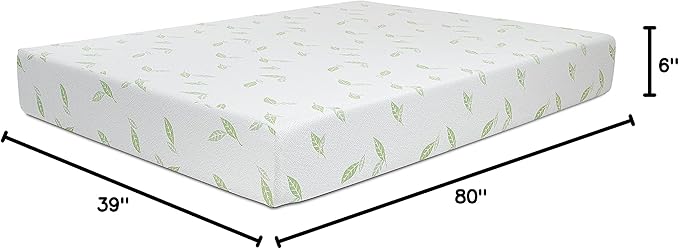 NapQueen Twin XL Size, 6 Inch Anula Green Tea Infused Memory Foam Mattress, Bed in a Box, CertiPUR-US Certified Mattress