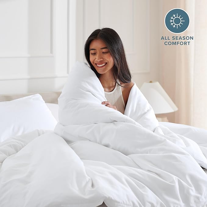 Bare Home Bedding Duvet Cover Oversized King Size - Premium 1800 Super Soft Collection - Lightweight, Cooling Duvet Cover - Soft Breathable Bedding (Oversized King, White)