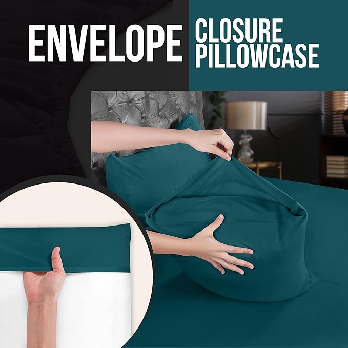 Utopia Bedding Queen Pillow Cases - 4 Pack - Envelope Closure - Soft Brushed Microfiber Fabric - Shrinkage and Fade Resistant Pillow Covers Queen Size 20 X 30 Inches (Queen, Teal)
