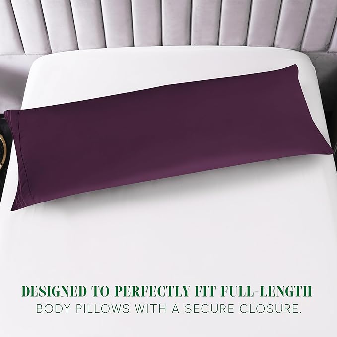 Elegant Comfort Luxury Ultra-Soft 1-Piece Body Pillowcase - 1500 Premium Hotel Quality Microfiber Double Brushed - Wrinkle Resistant, Body Pillowcase Size, Purple