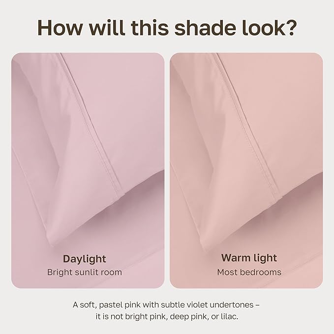 Full/Queen Duvet Cover Only - Premium 400 Thread Count, Natural 100% Cotton Duvet Covers Queen, Soft Sateen Weave, Button Closure and Corner Ties - Pink