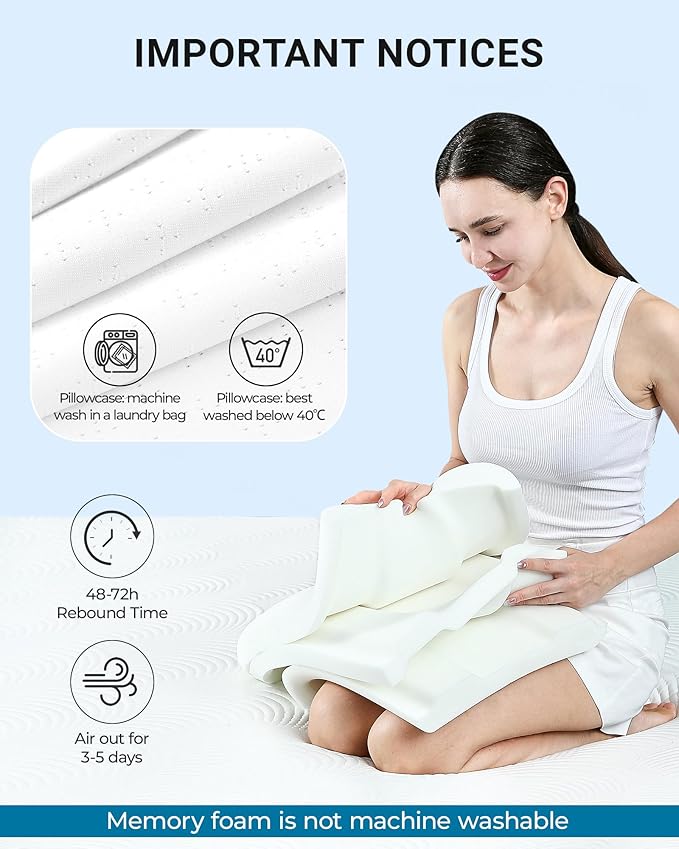 Elviros Memory Foam Pillows for Neck Pain Relief, Adjustable Height Cooling Bed Pillow for Sleeping, Ergonomic Orthopedic Cervical Neck Pillow for Side and Back Sleepers, Queen Size, 23.6"×14"×5.3"