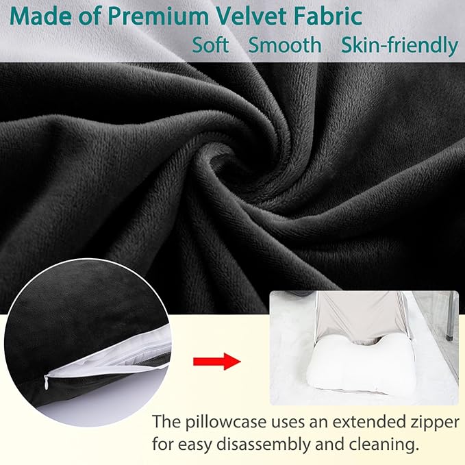 Shredded Memory Foam Body Pillow, Pregnancy Pillows for Sleeping, Maternity Pillow for Pregnant Women, Memory Foam Filling U Shaped Body Pillow with Velvet Cover (Black, 60 inch)