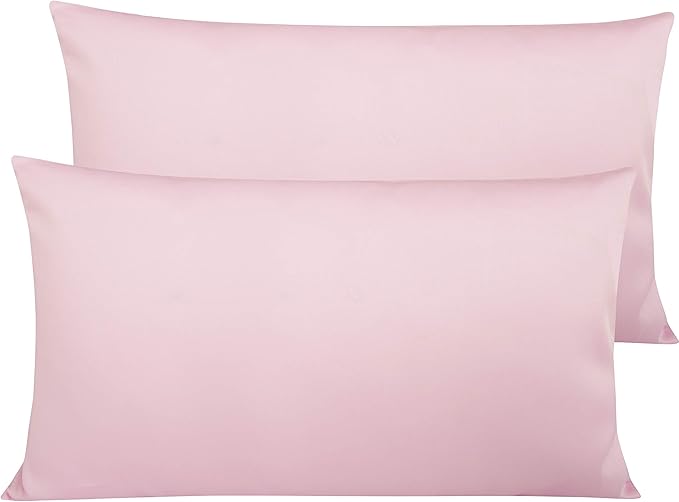 NTBAY Egyptian Cotton King Pillowcases - Set of 2, 500 Thread Count Cotton Pillowcases - Soft and Breathable Envelope Closure Pillow Cases - 20x36 Pillow Covers for Bed, Pink