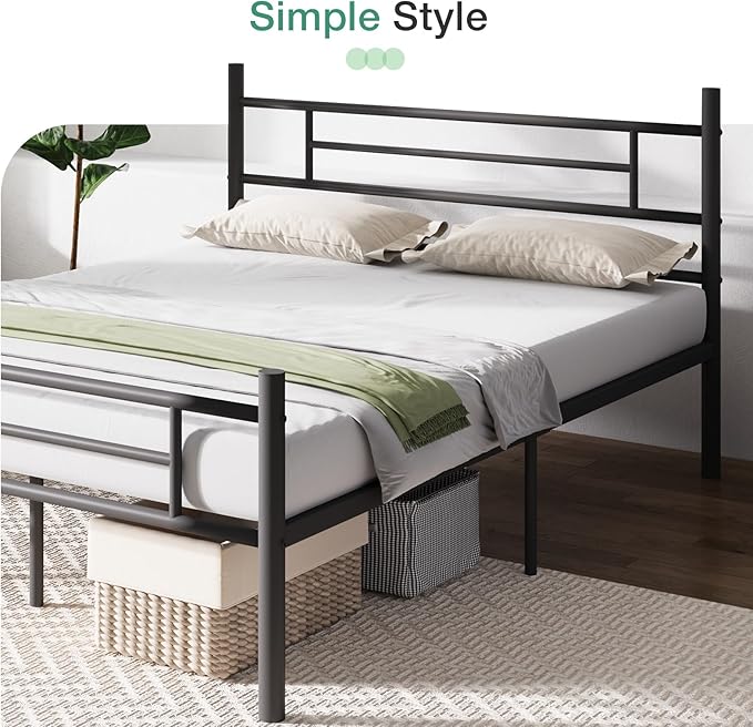 Novilla Full Size Bed Frame with Headboard and Footboard, 14 Inch Metal Platform Bed Frame, Under Bed Storage, Strong Metal Slats Support, Mattress Foundation No Box Spring Needed
