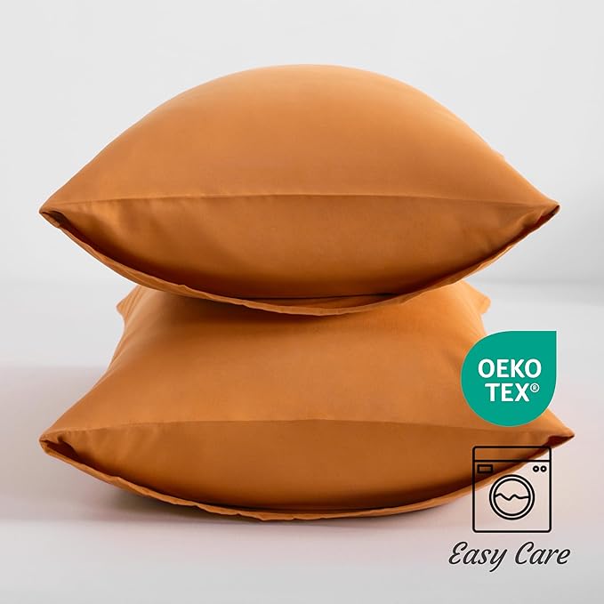 NTBAY Queen Pillow Cases Set, 2 Pack Brushed Microfiber 20x30 Inches, Soft, Wrinkle, Fade, Stain Resistant Pale Orange Pillow Cases with Envelope Closure