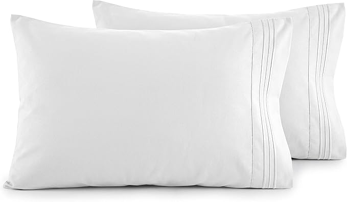 Elegant Comfort Luxury Ultra-Soft 2-Piece Pillowcase Set - 1500 Premium Hotel Quality Microfiber Double Brushed - Wrinkle Resistant, Standard/Queen, White