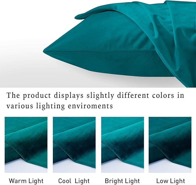 StangH Bed Pillow Pillowcase Thick Soft Velvet Fabric Zippered Pillow Covers for Bed/Couch/Sofa Decorative, Queen Size (Teal, 20 x 30 inches) Set of 2, Warm Cozy Protector