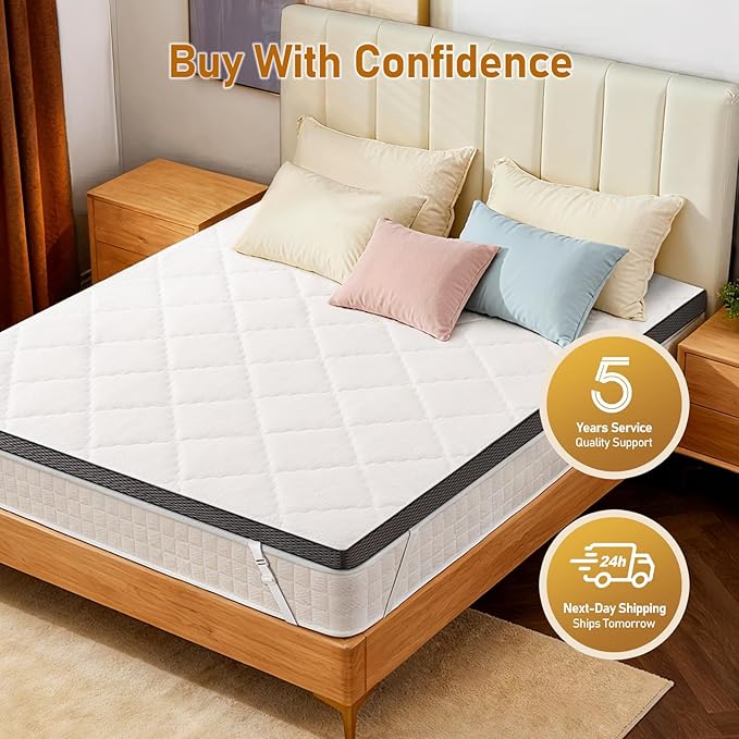 Glendan Firm Mattress Topper Queen: 3 Inch High Density Bed Topper - Extra Support Foam for Back Pain Relief - Breathable Washable Cover with Anti-Slip Straps - CertiPUR-US Oeko-Tex Certified 80x60