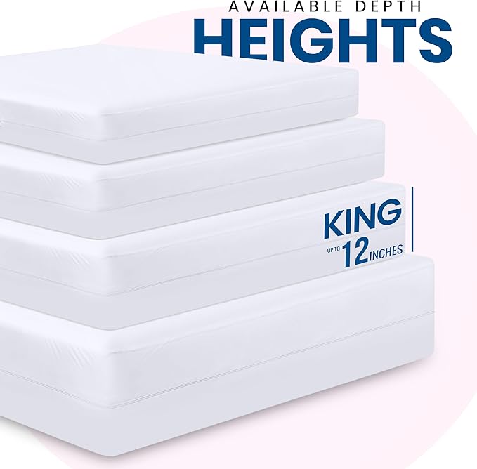 Utopia Bedding Premium Waterproof Bed Bug Mattress Cover, King Zippered Mattress Protector, 12 Inches Deep, Dust Mite Proof 6-Sided Mattress Encasement for Bed (Pack of 10)