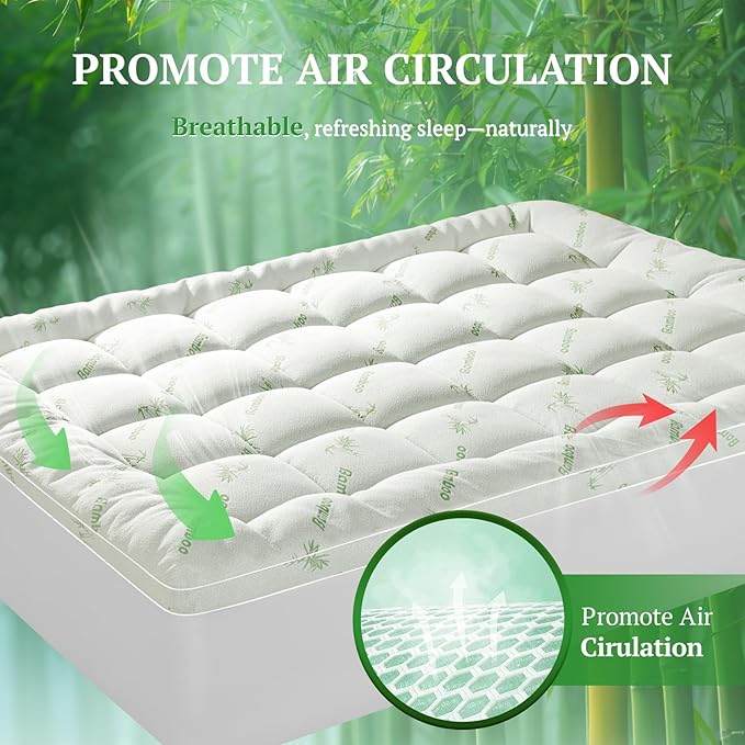Mattress Pad Queen Size,Cooling Mattress Topper,2In Extra Thick Pillow Top for Back Pain with 8"-18" Deep Pocket(60"x80")