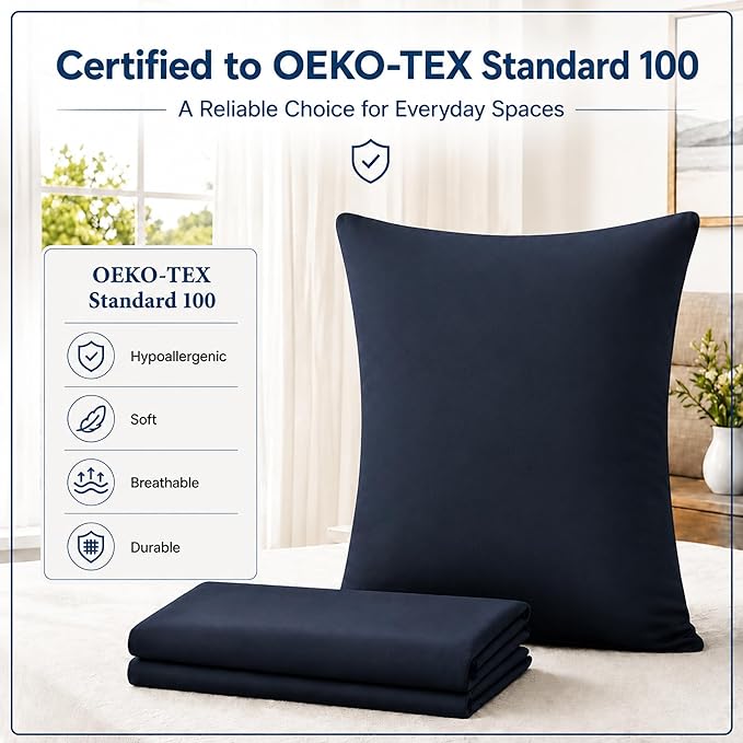 ZPECC Navy Pillow Cases King Size Set of 4, 20x36 Envelope Closure Pillowcases, Soft Plain Brushed Microfiber Covers Hypoallergenic Breathable
