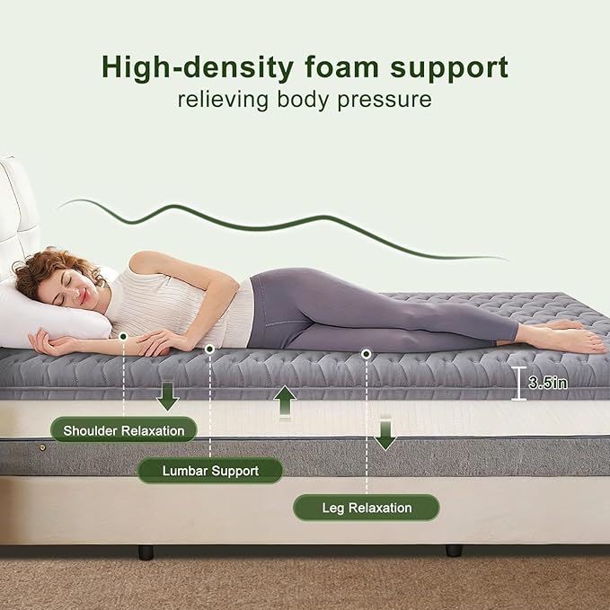 Premium Foam King Mattress Topper 3 Inch, Medium Firm Bed Pad for Supportive Sleep and Pressure Relief, Durable Foam Layer, 80 x 76 Inches, Gray