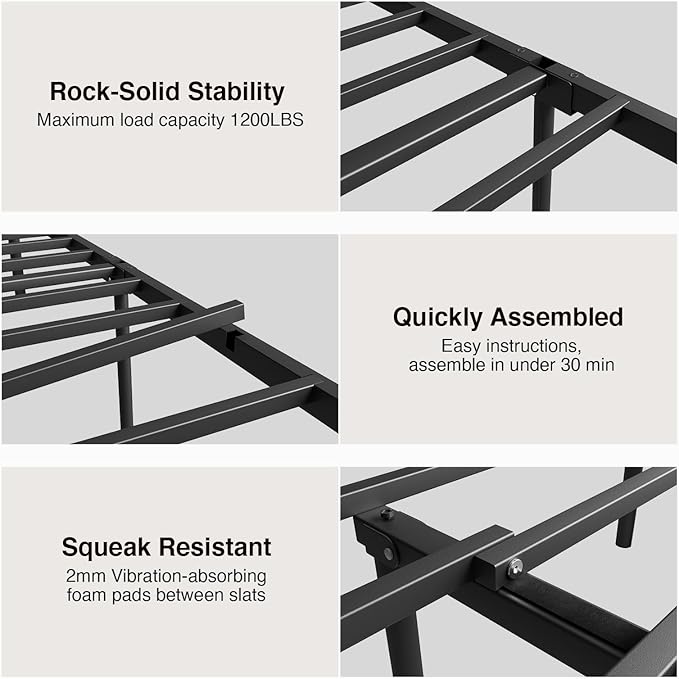 Novilla Metal Full Size Bed Frame - Modern Minimalist Victorian Style with Headboard/Footboard, Heavy-Duty Steel Slats/Underbed Storage/No Box Spring Needed/Easy Assembly/Noise Free/Black