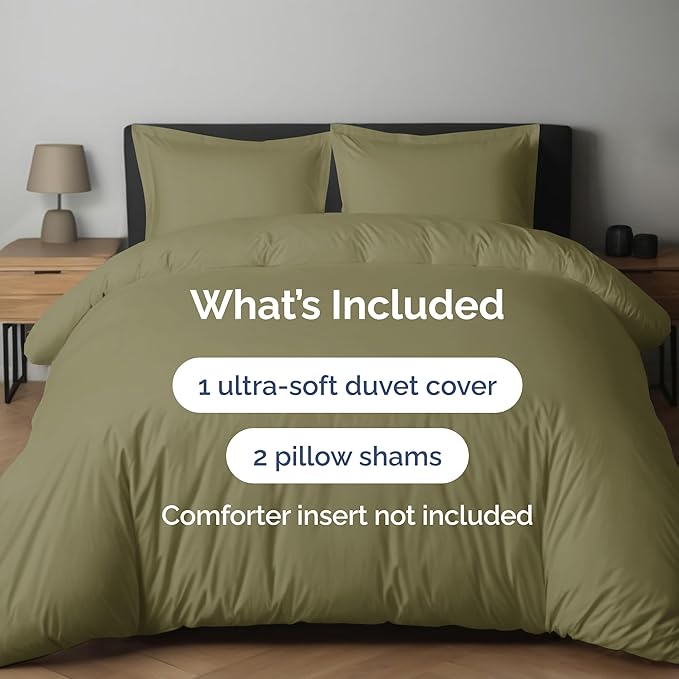 Duvet Cover King Size Set - Extra Soft King Duvet Cover 104" x 90" with 2 Pillow Shams - Hotel Luxury, Easy Care & Fade Free w/ Zipper Closures & Ties - All Season, Comfy and Breathable (Sage Green)