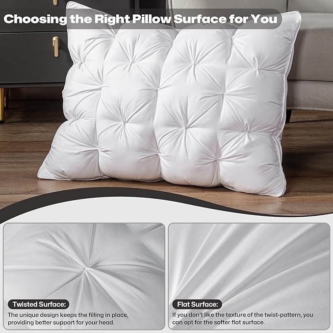 MIOTO Standard Size Luxury White Goose Down Pillow,800 Fill Power Fluffy and Soft Hotel Feather Pillow,Ideal Bed Pillows for Side Sleepers,Pack of 1 (Standard, White)