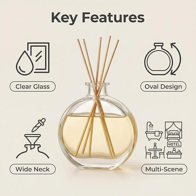 Clear 150ml/5oz Empty Glass Diffuser Bottle - Aromatherapy Storage Container for DIY Replacement Diffuser Sticks Sets, Crafts & Decor