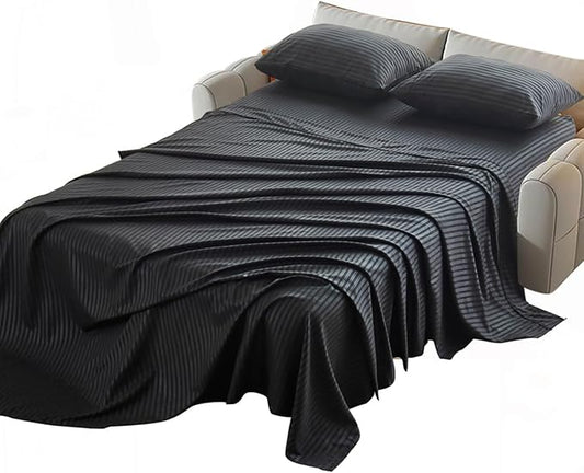 Kingnex Striped 36x72 Sofa Bed Sheets Twin Size for Sleeper Sofa Bed Soft Double Brushed 1800 Microfiber 3 Pcs Include 1 Fitted Sheet 1 Flat Sheet 1 Pillowcase Black