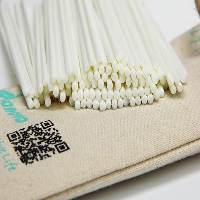 Resafy Reed Diffuser Sticks, Jecnovo Pack of 100 Fiber Sticks with Handmade Linen Bag, Safe and Non-Toxic, 9 Inches Long 3mm Diameter Aromatherapy Diffusers for Home, Spa and Office(White)