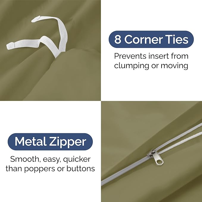 Duvet Cover King Size Set - Extra Soft King Duvet Cover 104" x 90" with 2 Pillow Shams - Hotel Luxury, Easy Care & Fade Free w/ Zipper Closures & Ties - All Season, Comfy and Breathable (Sage Green)