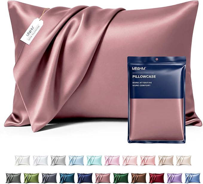 MR&HM Satin Pillowcase for Hair and Skin, Silk Satin Pillowcase 2 Pack, King Size Pillow Cases Set of 2, Silky Pillow Cover with Envelope Closure (20x40, Rose Taupe)