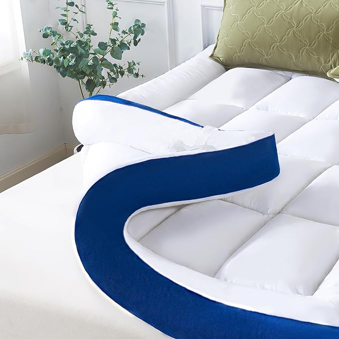 WhatsBedding 5 Inch King Mattress Topper for Back Pain Relief, Filled with Breathable & Soft Memory Foam Pillow Top,4 Elastic Straps