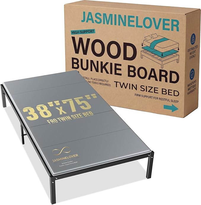 Bunkie Board Twin Size 38"x75" Bed Boards for Under Mattress - Heavy Duty Reinforced Wood Support Board with Anti-Sag Design, Fits Metal Frames/Platform Beds/Sleeper Sofas