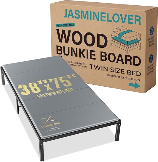 Bunkie Board Twin Size 38"x75" Bed Boards for Under Mattress - Heavy Duty Reinforced Wood Support Board with Anti-Sag Design, Fits Metal Frames/Platform Beds/Sleeper Sofas
