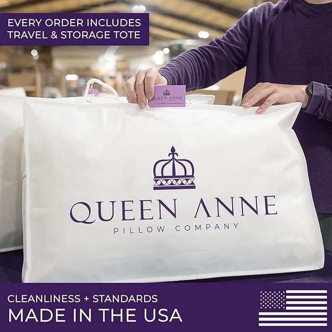 Queen Anne Hotel Pillows King Size Bed Pillow for Sleeping – Adjustable Luxury Down Alternative for Side & Back Sleepers, Firm Support, Cooling, Hypoallergenic, Made in USA