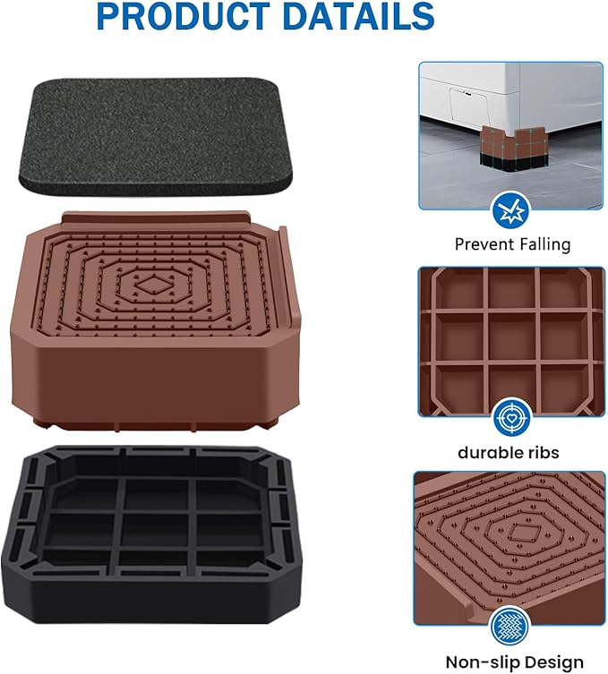 ANNKUT Bed Risers and Furniture Risers, Heavy Duty Adjustable Lifting Blocks for Couches, Desks, and Chairs, Elevates 1.5 Inches, Holds up to 4000 lbs (Brown)
