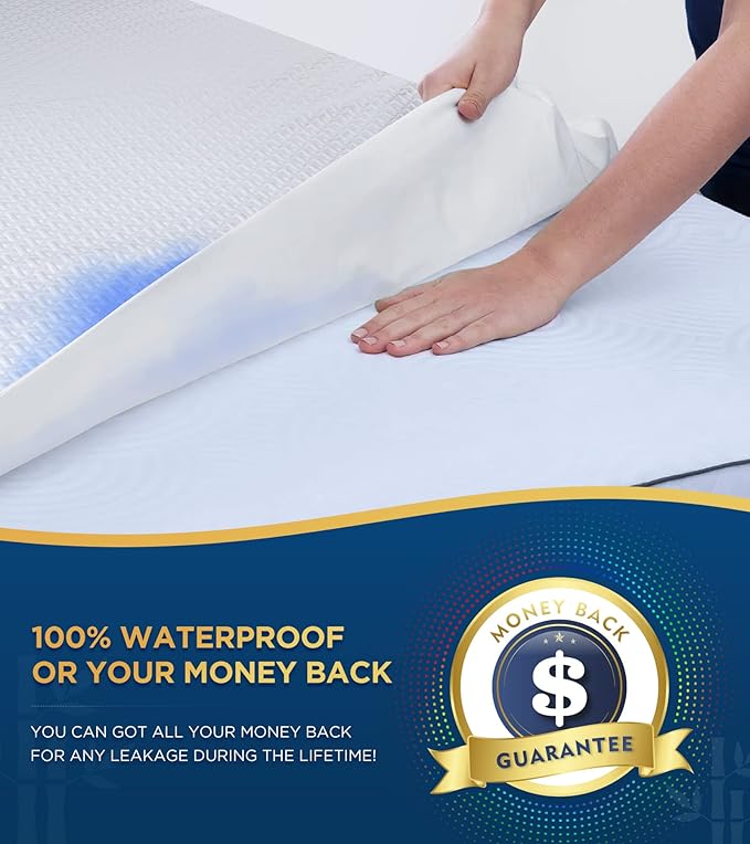 Premium 100% Waterproof Twin XL Mattress Protector Breathable Cooling 3D Air Fabric Mattress Cover Smooth Soft Hypoallergenic Noiseless Bed Cover Machine Washable Vinyl Free 8-21'' Deep Pocket