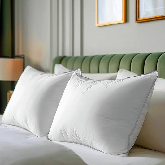 SANSWAN Goose Down Feather Queen Pillows Set of 2, Luxury Hotel Quality Pillow, Firm, Cooling