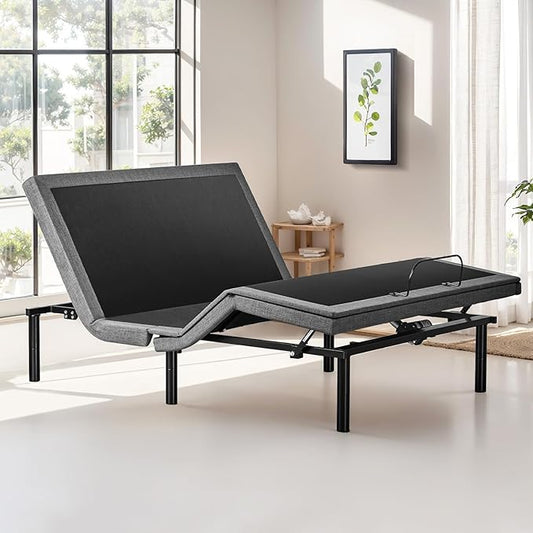 Sweetcrispy Twin XL Adjustable Bed Frame, Ergonomic Electric Base with Wireless Remote and 2 USB Ports, Head and Foot Incline, Zero Gravity, Anti-Snore, Easy Assembly