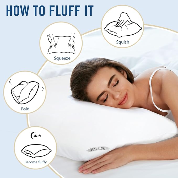 Piwaal Bed Pillows King Size 4-Pack - Down Alternative Plush Fill for Back, Stomach & Side Sleepers - Breathable & Supportive Hotel Style Pillows