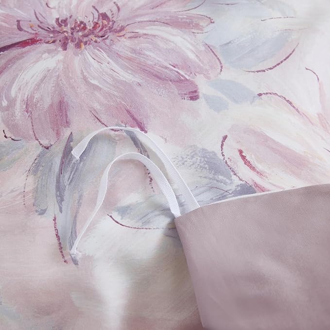 OAITE Duvet Cover Set Queen Size Floral Pattern 600 Thread Count Ultra Soft 100% Long Staple Cotton Duvet Cover Sets 3-PC, Breathable Duvet Cover with Zipper Closure & Corner Ties