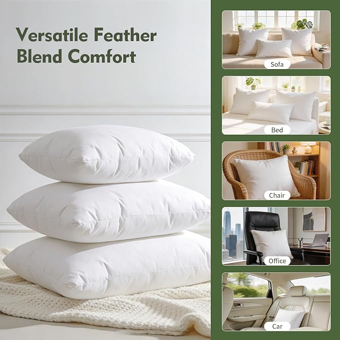 16"x26" Pillow Inserts Soft Feather Pillow Set of 2 Indoor Decorative Sofa Down Pillows Bed Pillows Couch Pillow