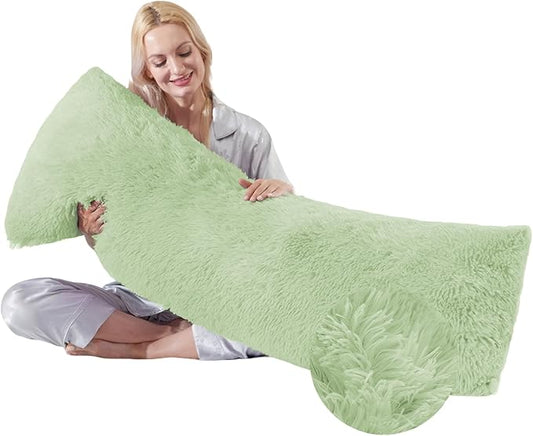 WSOFRLAC Large Memory Foam Body Pillow with Removable Long Firm 20x54 Body Pillow Cases for Bed Green Pregnancy Custom Body Pillows Snuggles Pillows Body Machine Washable