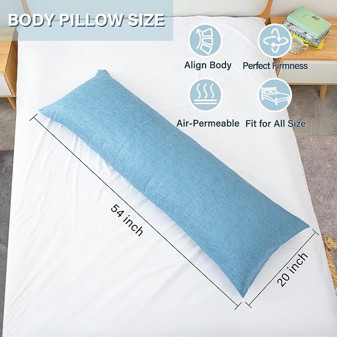 1 MIDDLE ONE Body Pillow, Cooling Memory Foam Body Pillows for Adults Sleeping, Long Pillow for Bed, Big Large Firm Full Body Pillow for Side Sleeper, 20x54 Inch, Cooling Blue
