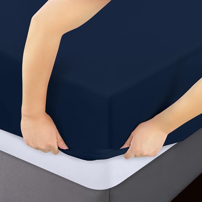 Utopia Bedding Queen Fitted Sheets - Bulk Pack of 6 Bottom Sheets - Soft Brushed Microfiber - Deep Pockets - Shrinkage & Fade Resistant - Easy Care (Navy)