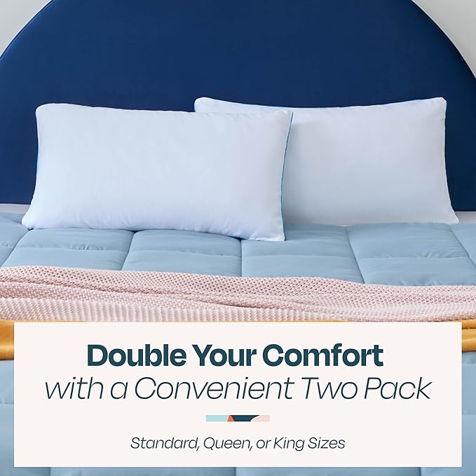 Linenspa Two Pack Shredded Gel Memory Foam Pillow, King Size – Cooling Bed Pillow – Soft and Supportive – Side, Stomach, and Back Sleepers – Pack of 2 – CertiPur Certified