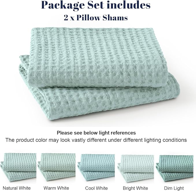 PHF Ultra Soft Waffle Weave Pillowcases Standard Size 20" x 26" 2 Pack, No Insert, Breathable Skin-Friendly Pillow Shams, Decorative Waffle Weave Pillow Case Covers,Aqua