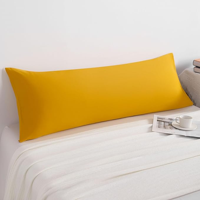 NTBAY Body Pillowcase - Brushed Microfiber 20x54 Pillowcase - Soft, Wrinkle-Free, Fade-Resistant, Stain-Resistant, Ginger Yellow Body Pillow Cover with Envelope Closure - 20x54 Inches, Ginger Yellow