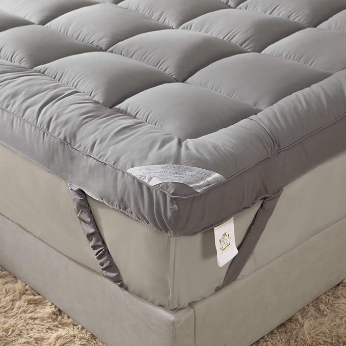 Plush Extra Thick Twin Mattress Topper, Soft & Cooling Pillow Top Bed Topper for Back Pain with 300TC Cotton Cover, Overfilled Mattress Pad Cover for Back Pain, Fit to 6”-22” Mattress.