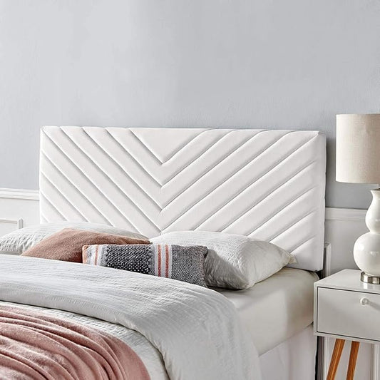 Modway Alyson Chevron Tufted Performance Velvet Full/Queen Headboard, White