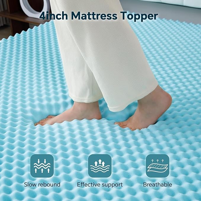 GEMBED Firm Memory Foam Mattress Topper Twin XL Size - Dual Layer 3 Inch Cooling Gel Memory Pad and 1 Inch Pillow Top Mattress for Back Pain - 39" x 80" x 4"