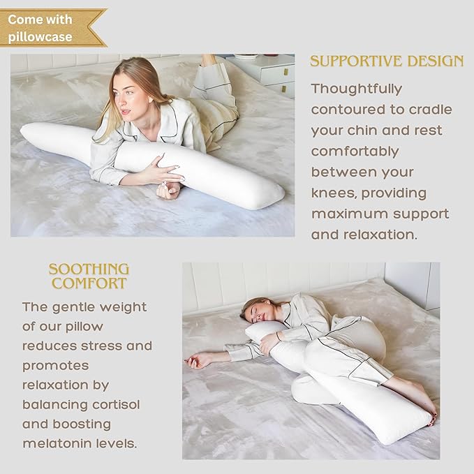 Body Pillow for Side Sleeper, 9x48 Inches Full Body Pillow with Cover, Made with Soft Material and Filled with Polyester for Adults, Adjustable Inner Core, (Pillow with Color Pillow)