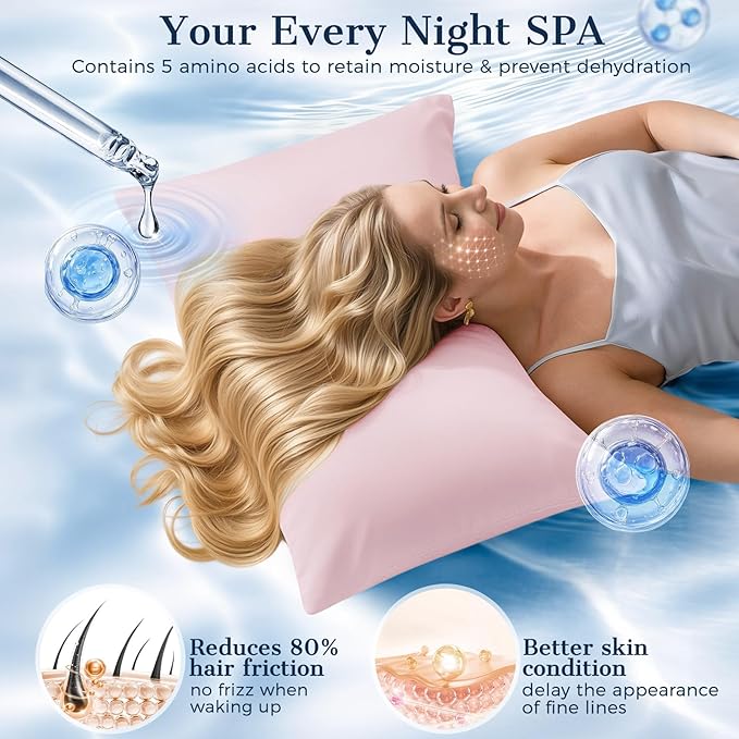 Cooling Pillow Cases 2 Pack Queen Size Cooling Pillowcases for Hot Sleeper Q-Max>0.5, Hydrates Skin & Hair, Reduces Wrinkles & Frizz, Soft Smooth Silky Pillowcases Envelope Set of 2, Pink