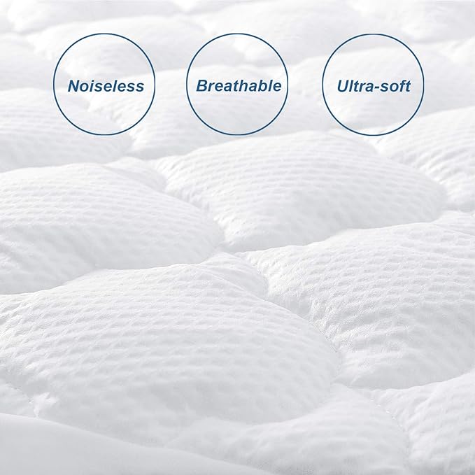 Queen Mattress Pad Thick Quilted Mattress Topper, Air Mattress Cover, Super Soft Breathable and Noiseless Down Alternative Fiber Extra Thick Mattress Pad with Deep Pocket Fits up to 23 Inch Mattress