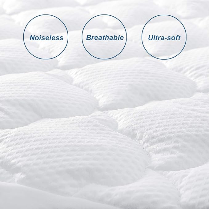 Full Size Air Mattress Pad Cover, Quilted Mattress Protector, Super Soft Breathable and Noiseless Down Alternative Filling Pillow Top Mattress Pad with Deep Pocket Fits Up to 16 Inch Mattress